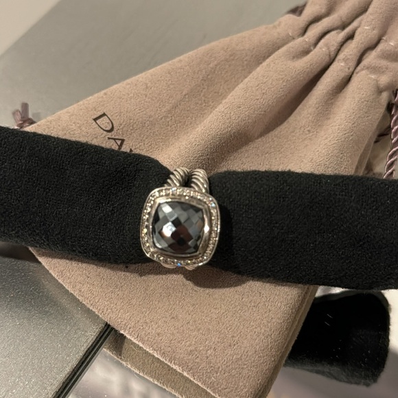 Albion Ring with Hematite & Diamonds 11mm Size 7. - Picture 12 of 12